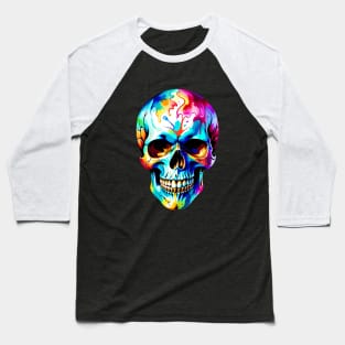 Colored Skull in Vibrant Style Baseball T-Shirt